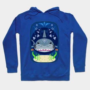 Tribal Great White Shark Card Hoodie